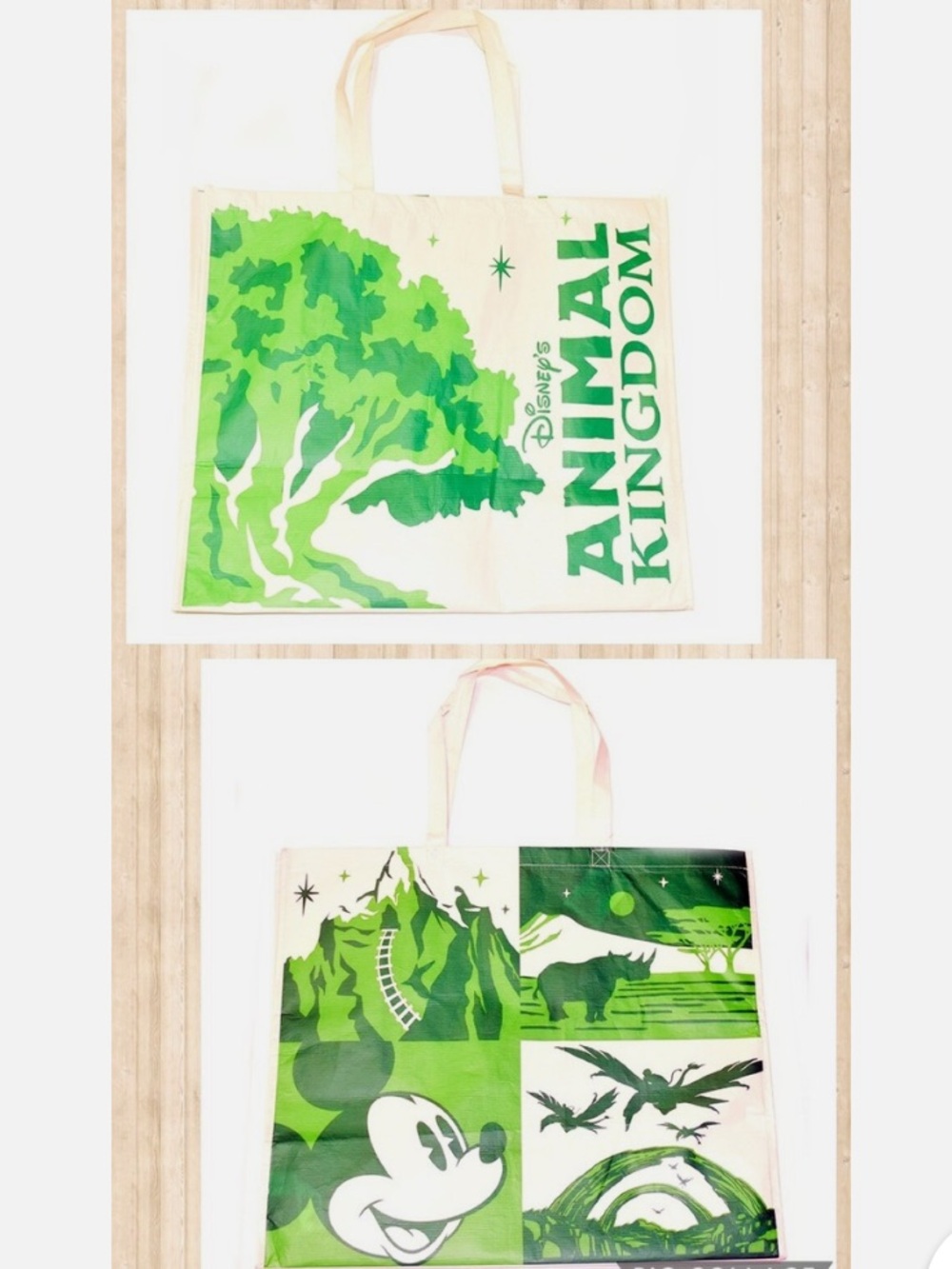 Disney Green and Cream Animal Kingdom Graphic Reusable shopping Tote bag